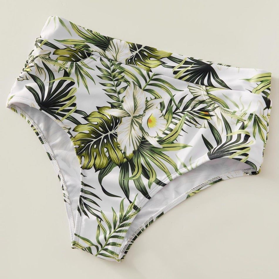 Palm Leaf Light Green Tankini Swimsuits