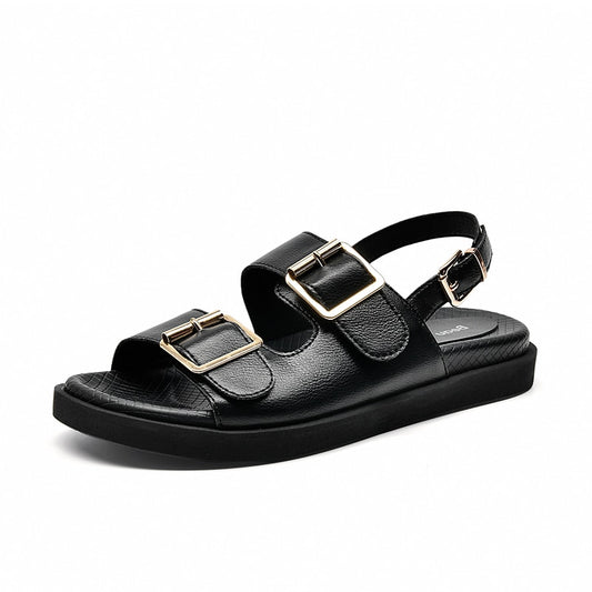 Genuine Leather Metal Strap Sandals