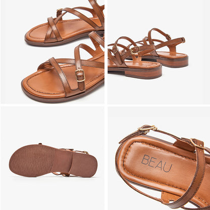 Genuine Leather Flat Sandals