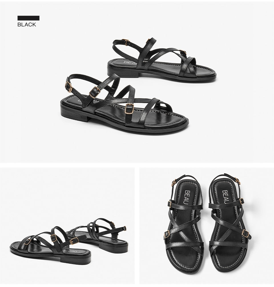 Genuine Leather Flat Sandals