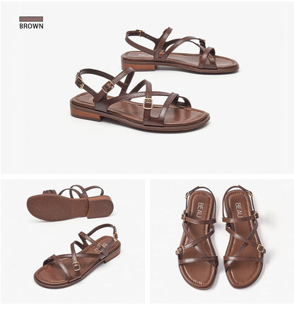 Genuine Leather Flat Sandals