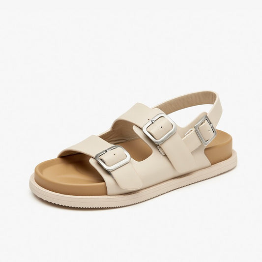 Fashion Leather Double Buckle Strap Sandals