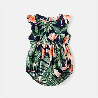 Allover Floral Print Belted Cami Dresses Set