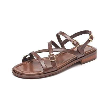 Genuine Leather Flat Sandals