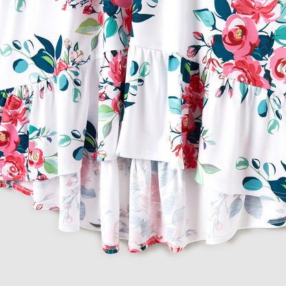 Flutter-sleeve Floral Print Set